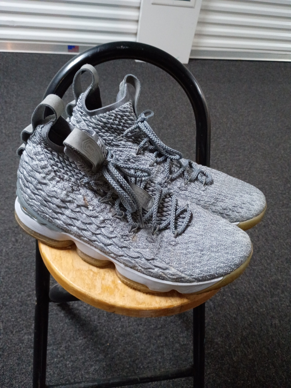 Nike LeBron 15 Gray Knit High-Top Sneakers